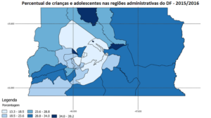 Mapa apresenta quantitativo de crianças nas Regiões Administrativas